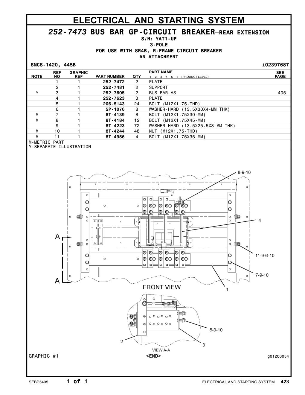 252-7472 PLATE · S/N YAT1-UP CAT parts manual diagram
