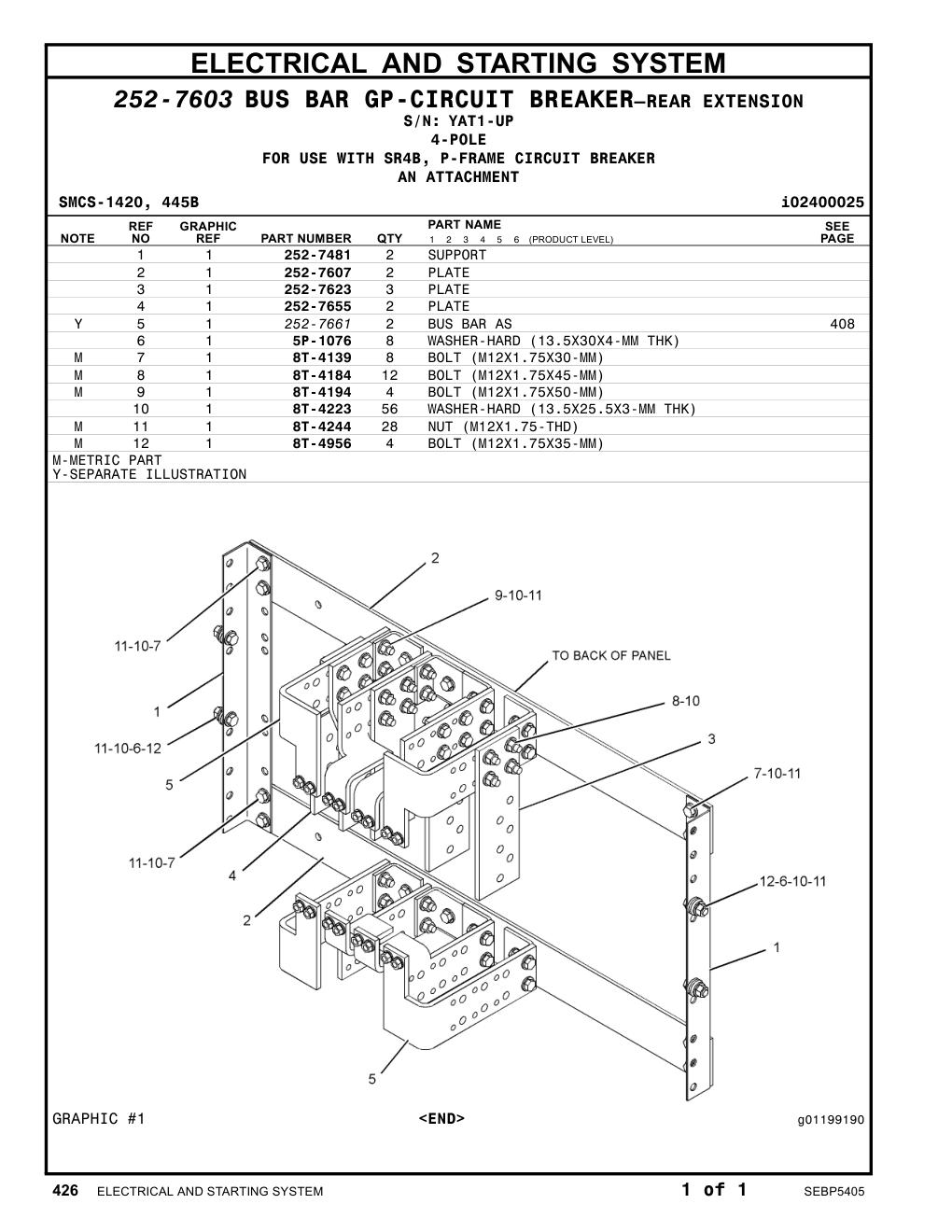 252-7607 PLATE · S/N YAT1-UP CAT parts manual diagram