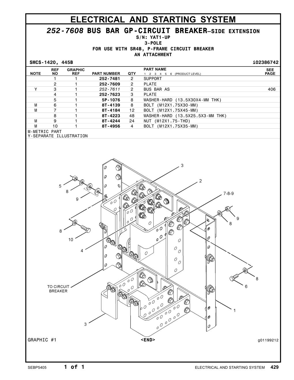 252-7609 PLATE · S/N YAT1-UP CAT parts manual diagram