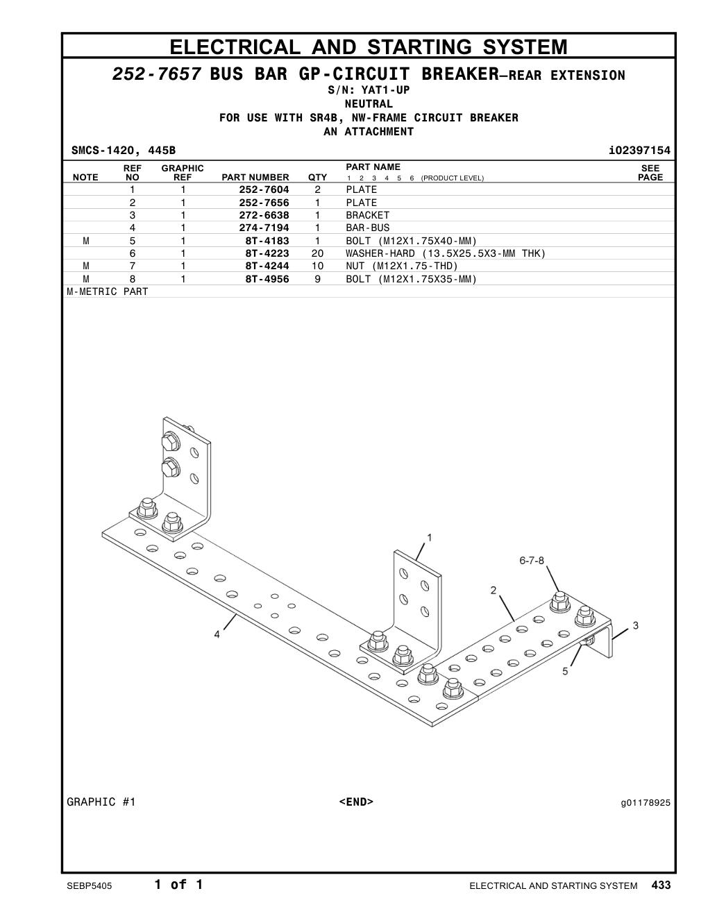 252-7604 PLATE · S/N YAT1-UP CAT parts manual diagram
