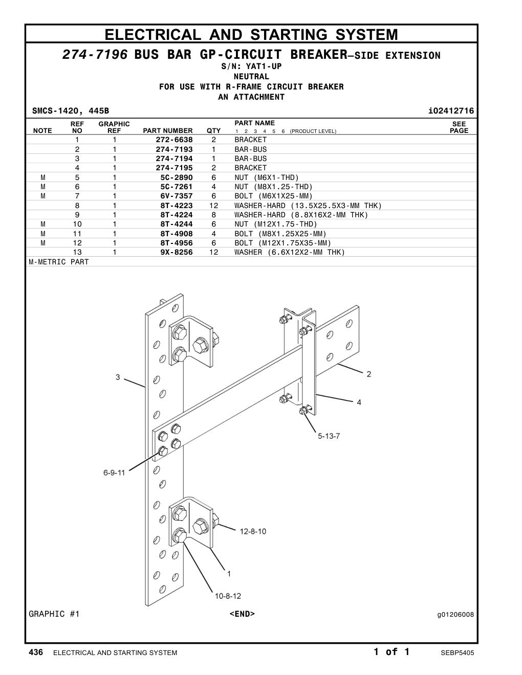 274-7193 BAR-BUS · S/N YAT1-UP CAT parts manual diagram