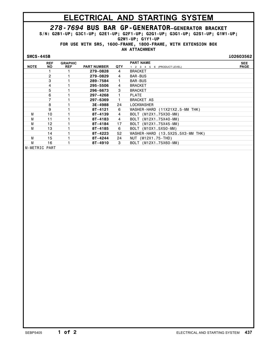279-0829 BAR-BUS CAT parts manual diagram