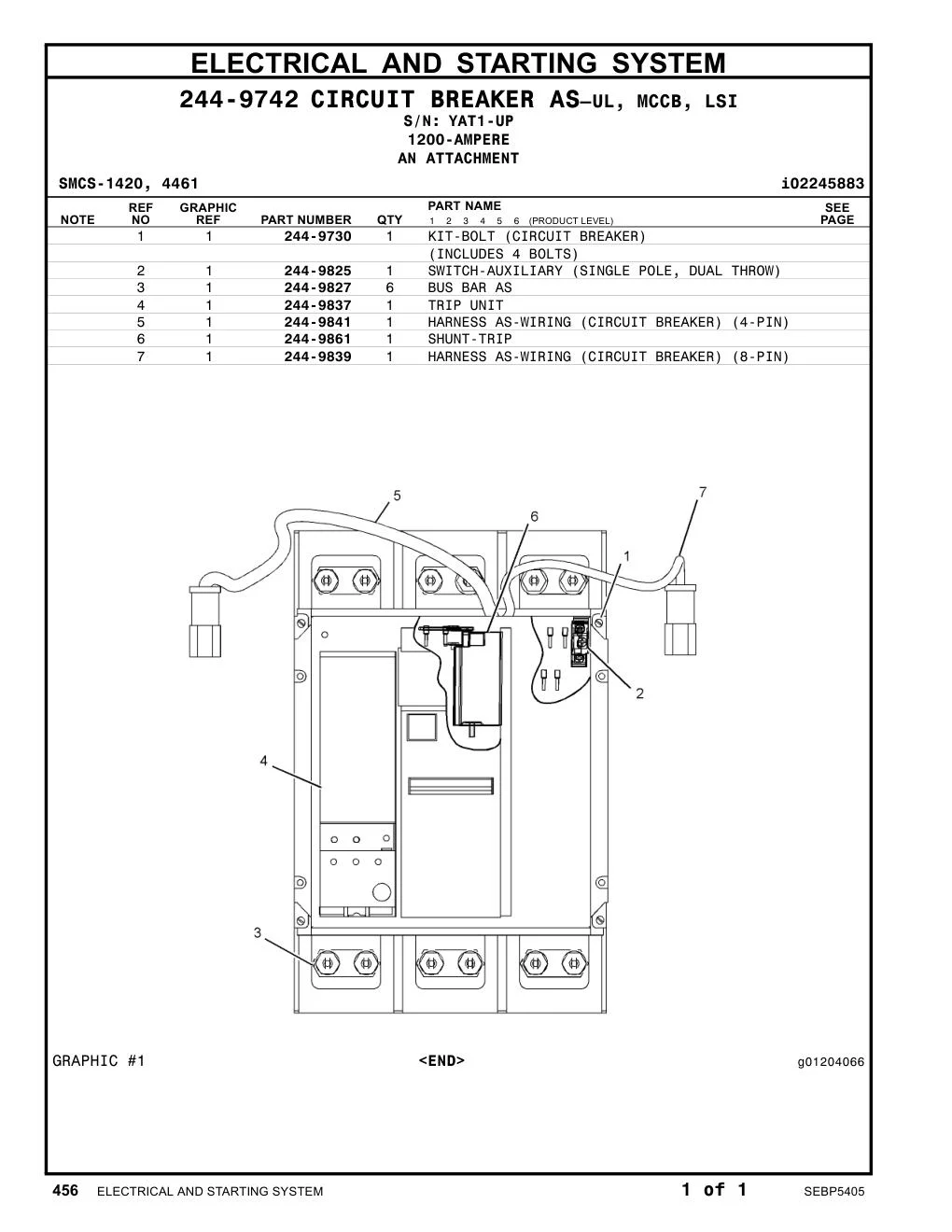 244-9861 SHUNT-TRIP · S/N YAT1-UP CAT parts manual diagram