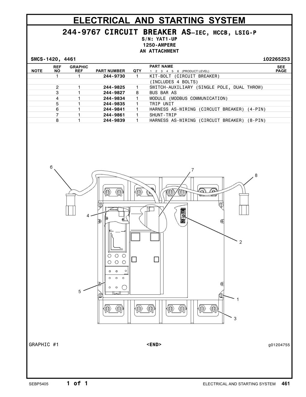 244-9835 TRIP UNIT · S/N YAT1-UP CAT parts manual diagram