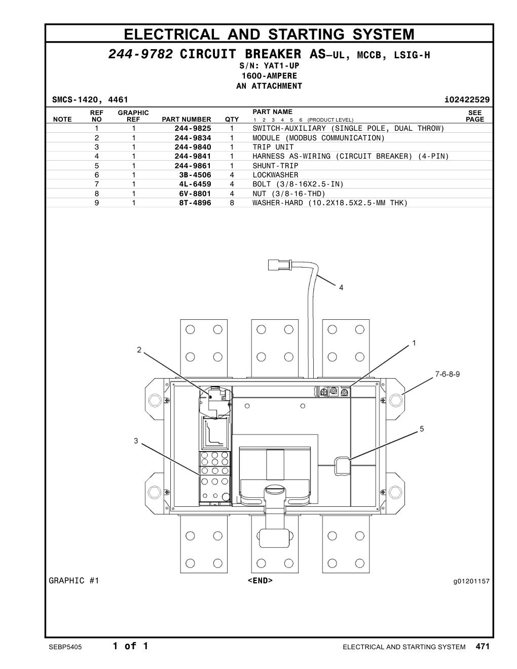 244-9840 TRIP UNIT · S/N YAT1-UP CAT parts manual diagram