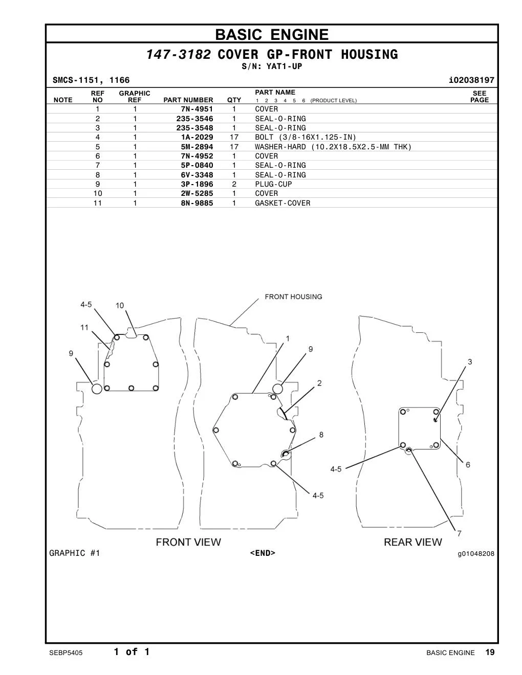 8N-9885 - GASKET-COVER