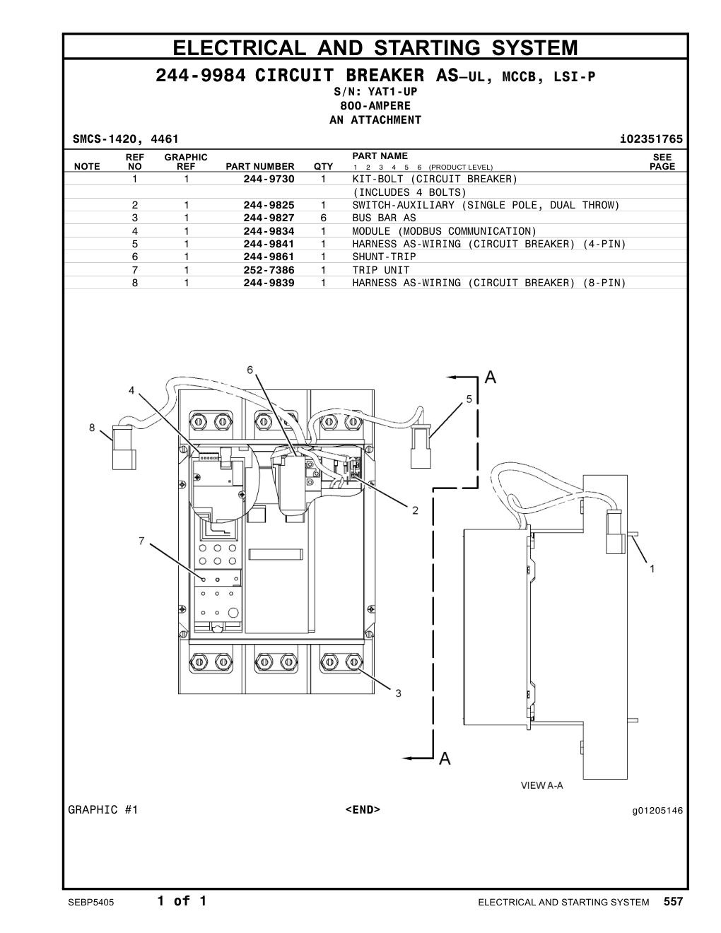 252-7386 TRIP UNIT · S/N YAT1-UP CAT parts manual diagram