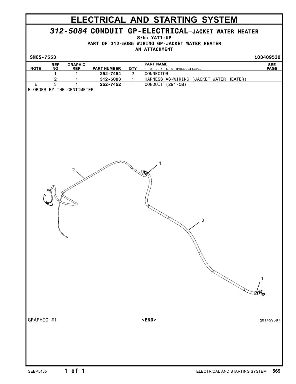 312-5083 - HARNESS AS-WIRING (JACKET WATER HEATER)