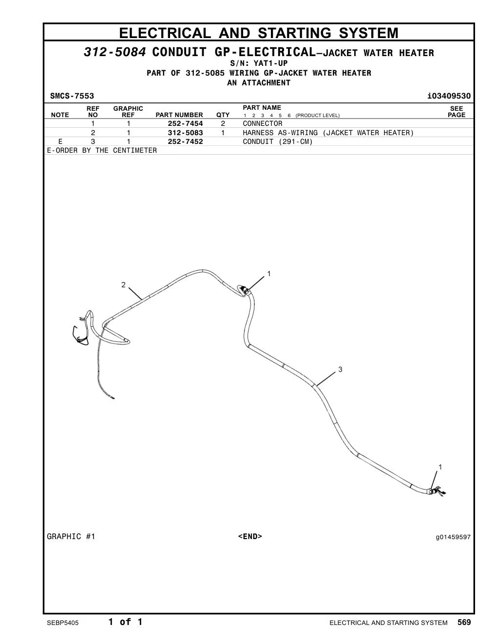 312-5083 - HARNESS AS-WIRING (JACKET WATER HEATER)