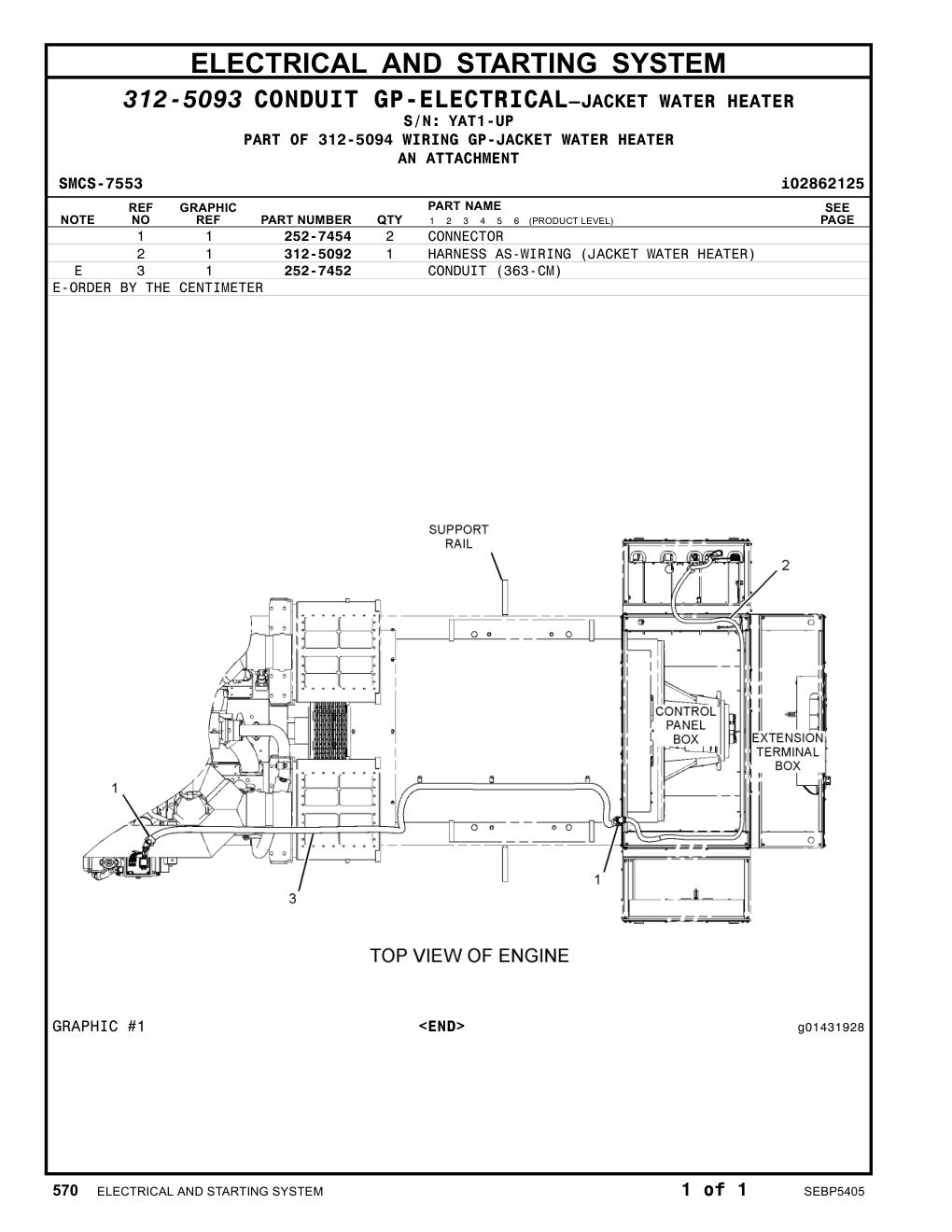 312-5092 - HARNESS AS-WIRING (JACKET WATER HEATER)