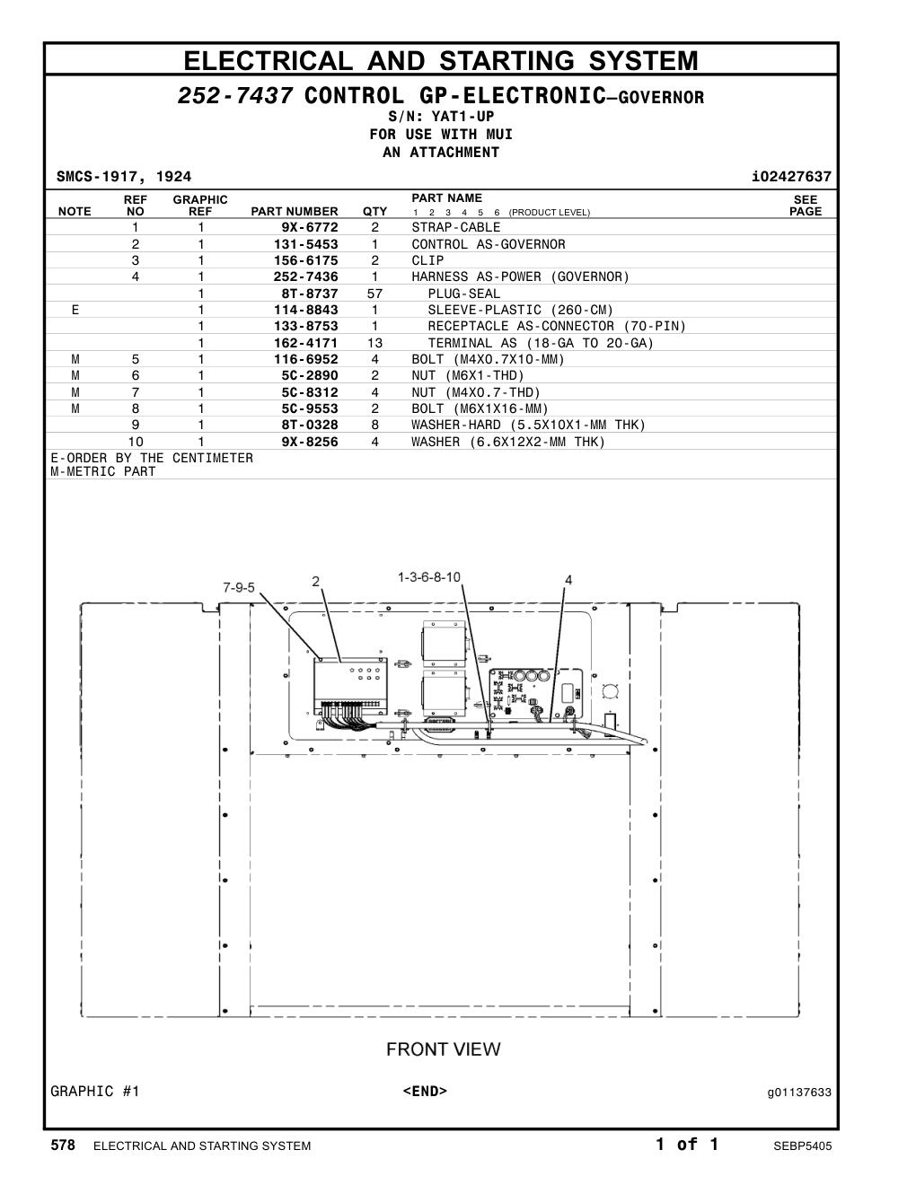 252-7436 HARNESS AS-POWER (GOVERNOR) · S/N YAT1-UP CAT parts manual diagram