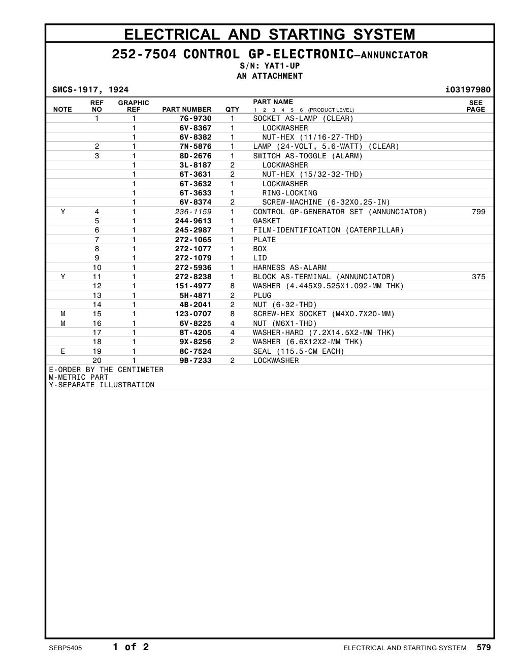 272-5936 HARNESS AS-ALARM · S/N YAT1-UP CAT parts manual diagram