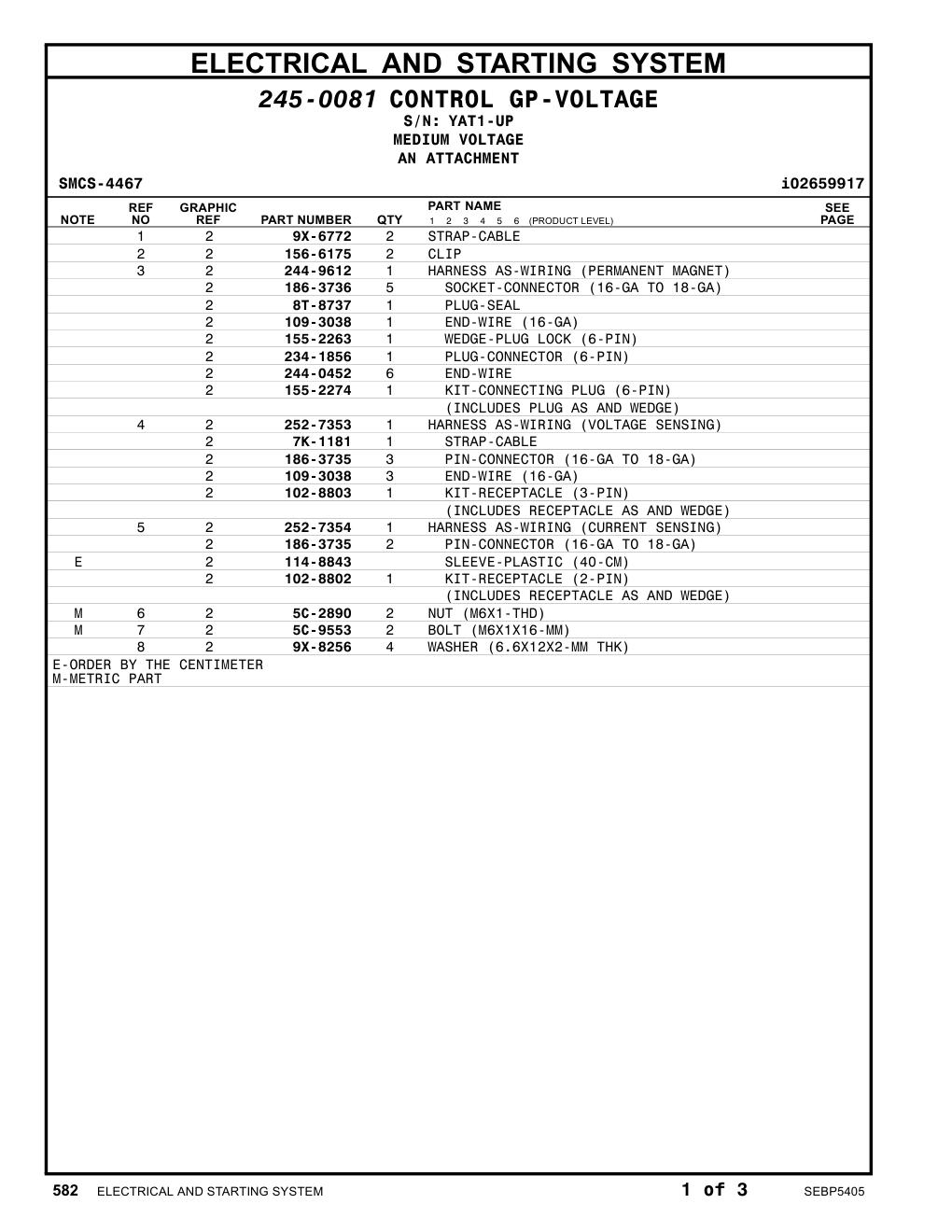 252-7353 HARNESS AS-WIRING (VOLTAGE SENSING) · S/N YAT1-UP CAT parts manual diagram