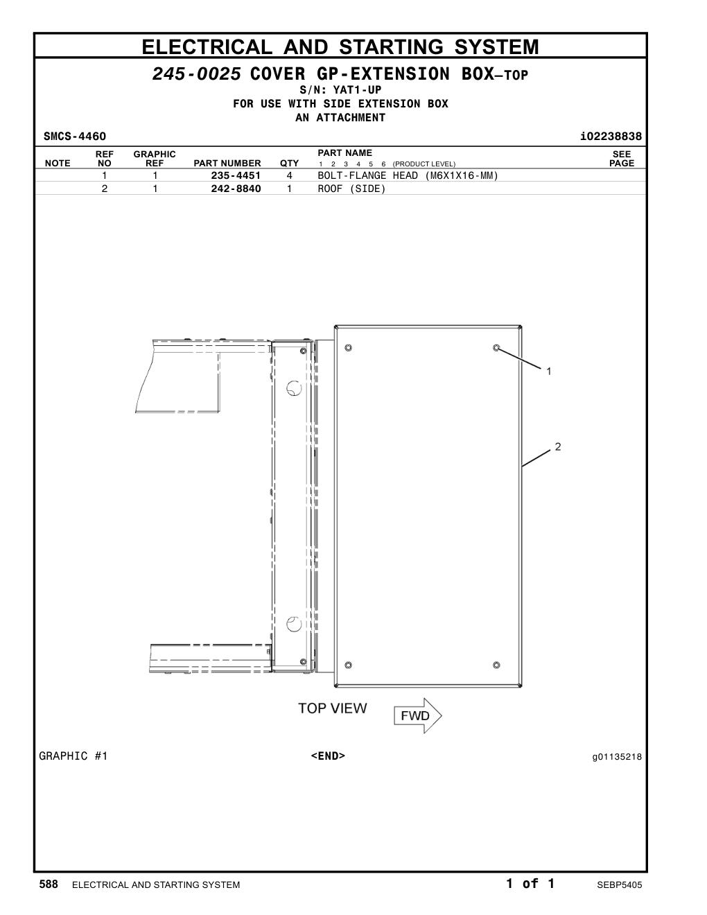 242-8840 ROOF (SIDE) · S/N YAT1-UP CAT parts manual diagram