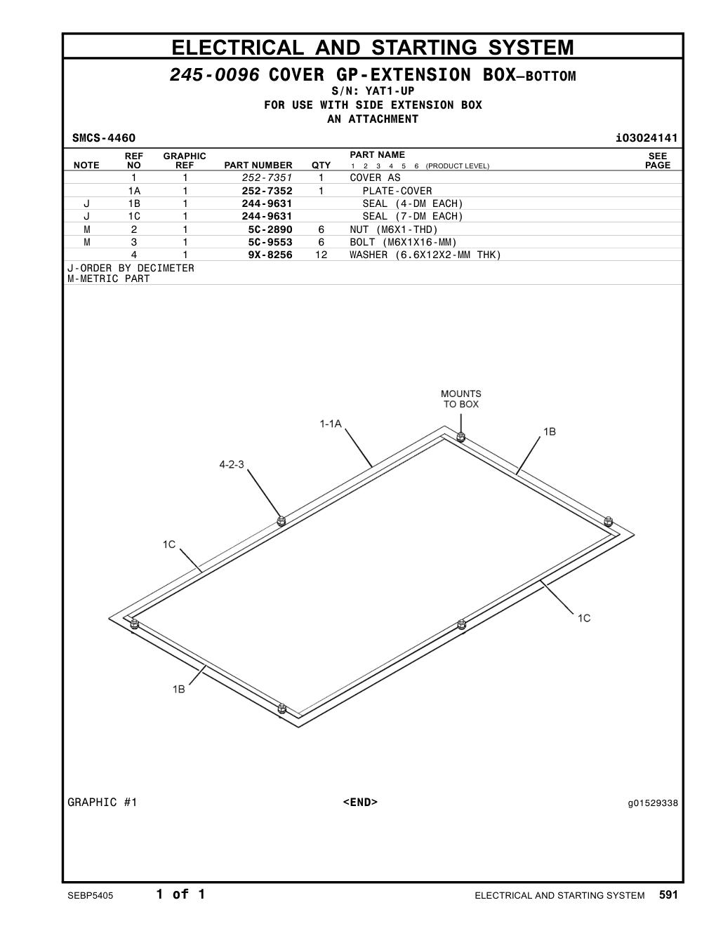 252-7351 COVER AS · S/N YAT1-UP CAT parts manual diagram