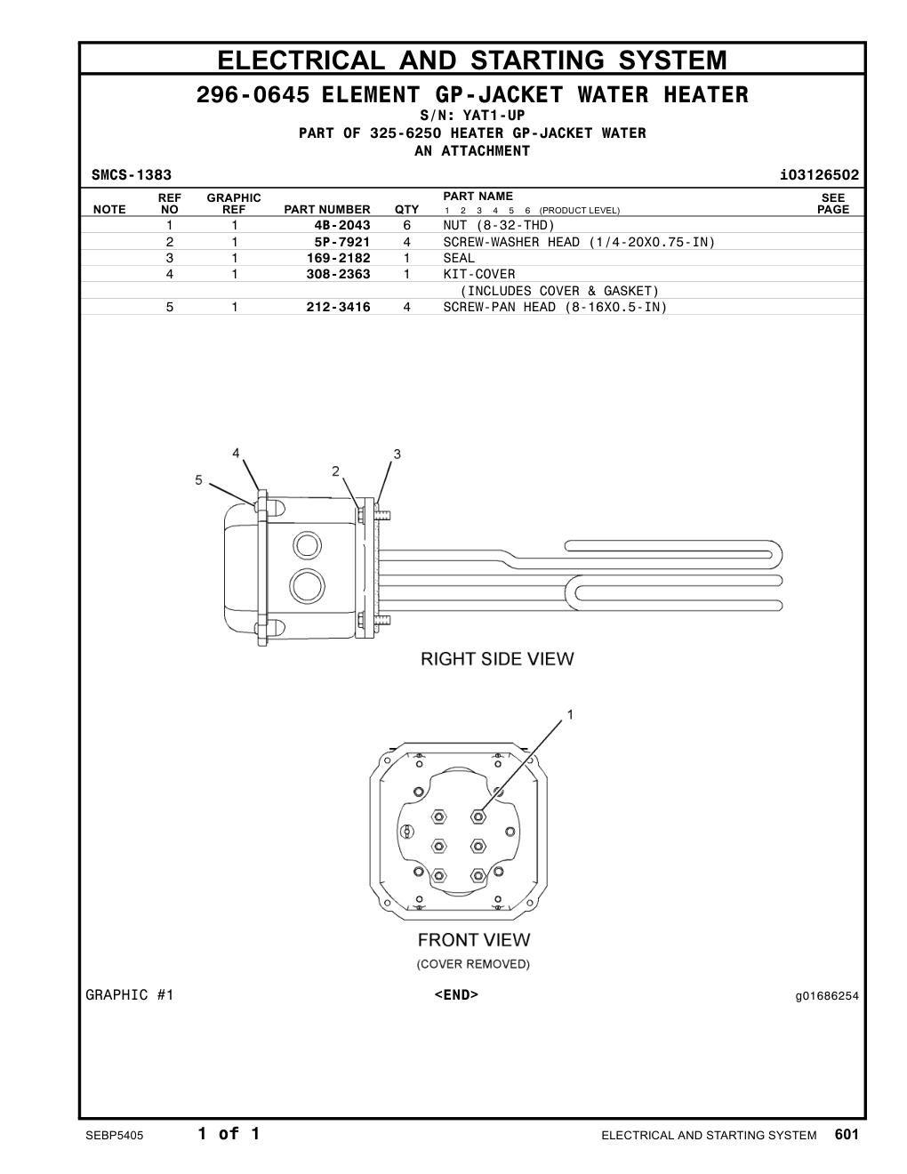 212-3416 SCREW-PAN HEAD (8-16X0.5-IN) · S/N YAT1-UP CAT parts manual diagram
