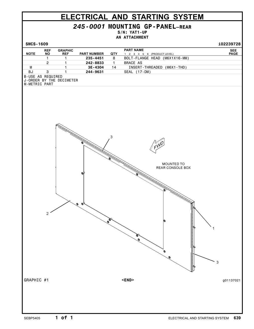 242-8833 BRACE AS · S/N YAT1-UP CAT parts manual diagram