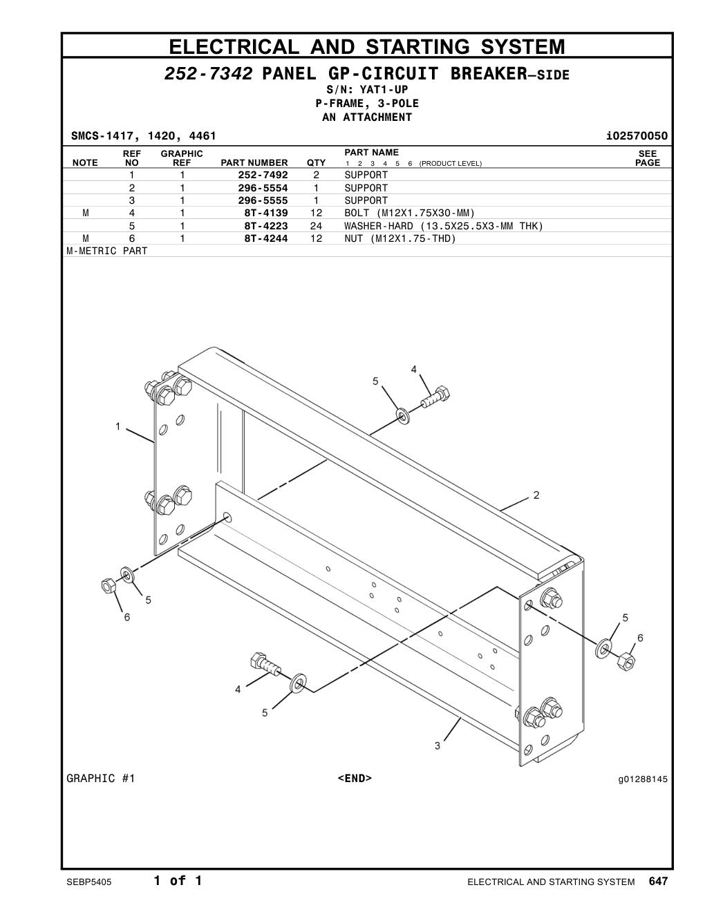 252-7492 SUPPORT · S/N YAT1-UP CAT parts manual diagram
