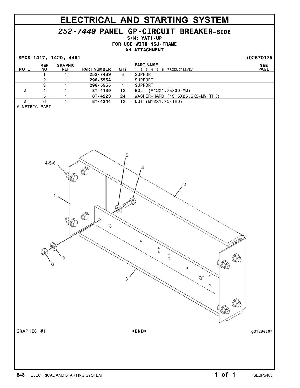 252-7489 SUPPORT · S/N YAT1-UP CAT parts manual diagram
