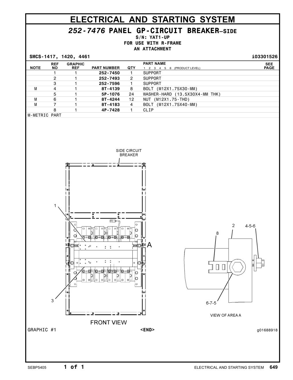 252-7493 SUPPORT · S/N YAT1-UP CAT parts manual diagram