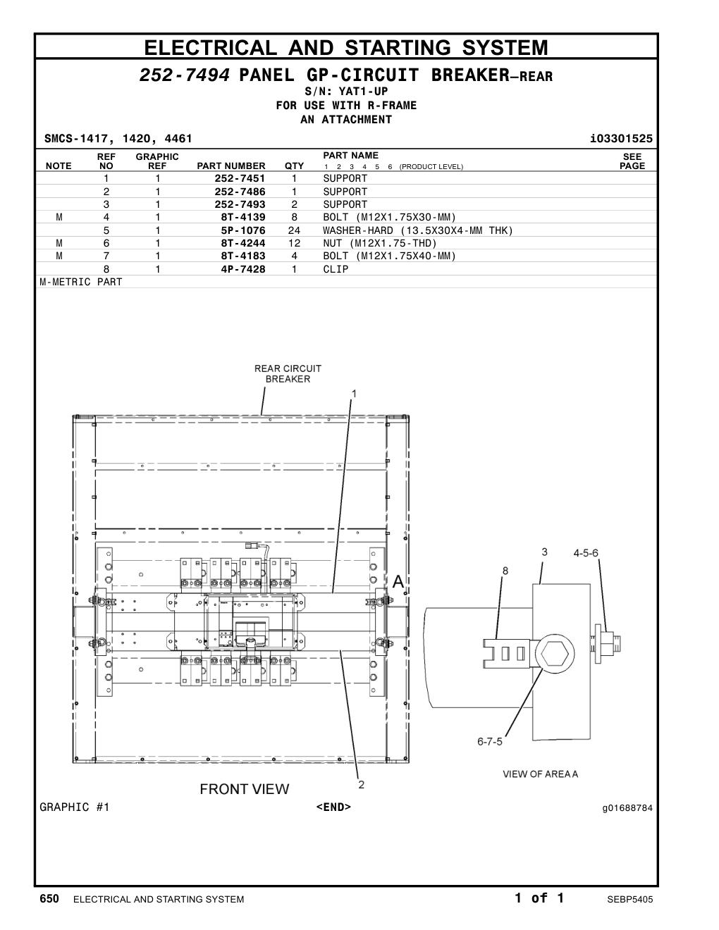 252-7451 SUPPORT · S/N YAT1-UP CAT parts manual diagram