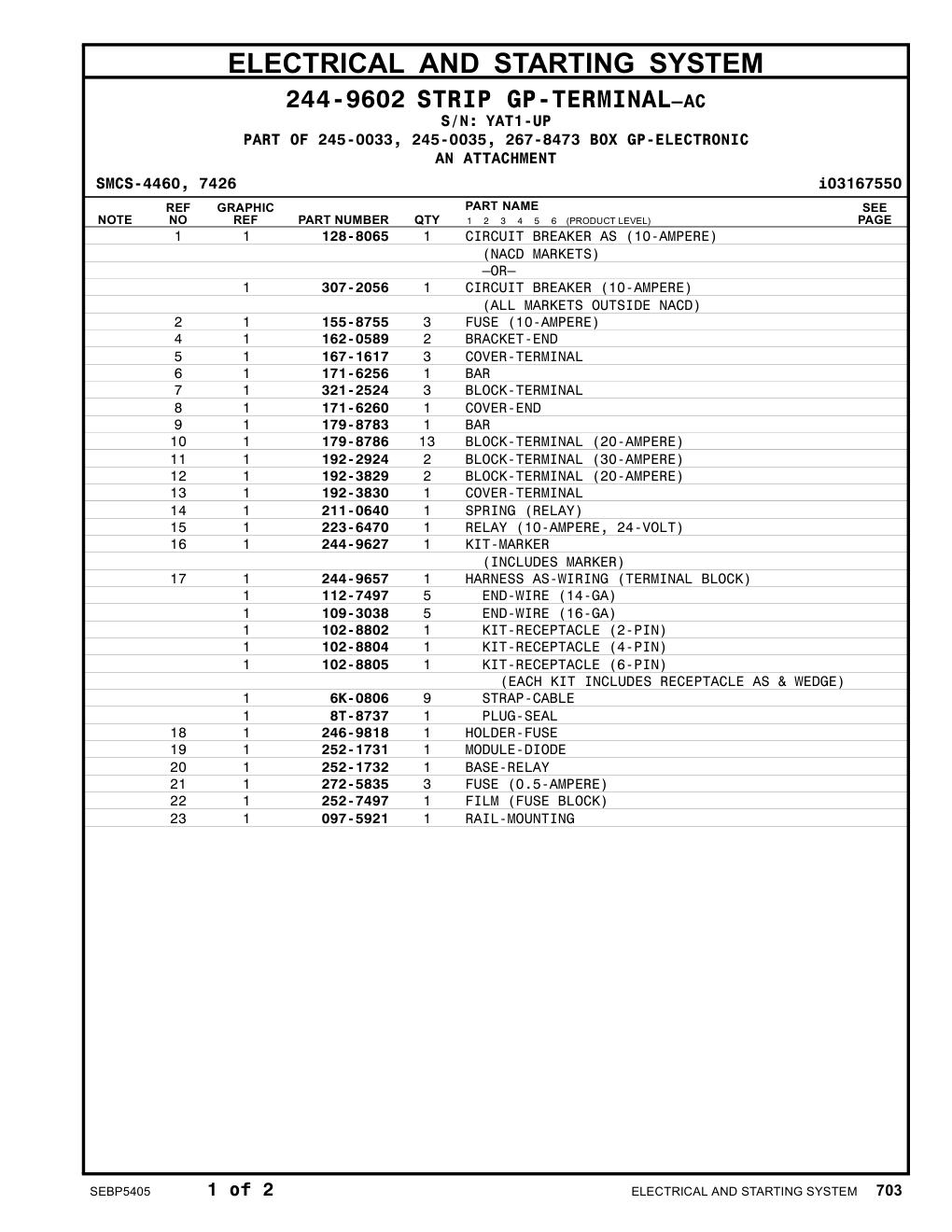 244-9627 KIT-MARKER · S/N YAT1-UP CAT parts manual diagram