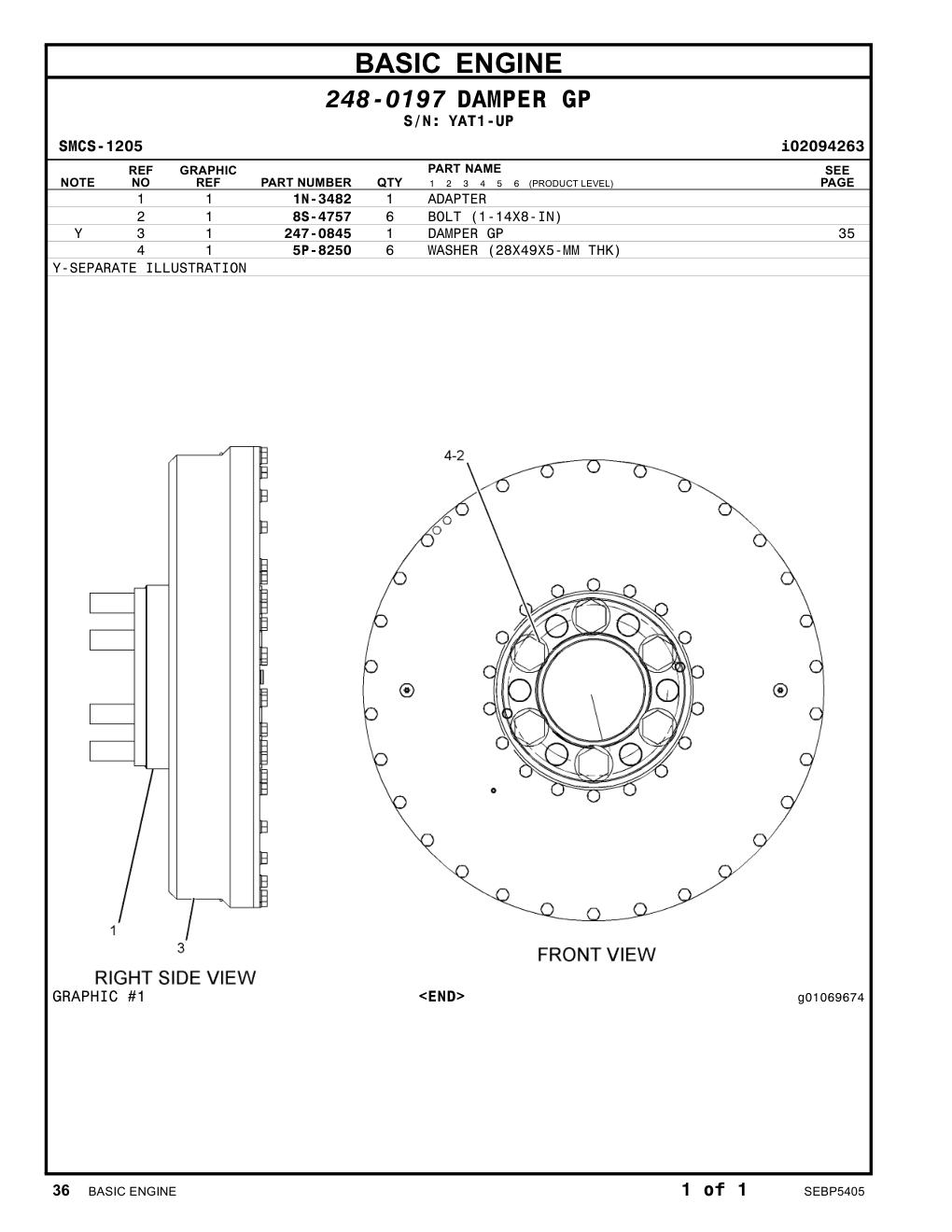 247-0845 DAMPER GP · S/N YAT1-UP CAT parts manual diagram