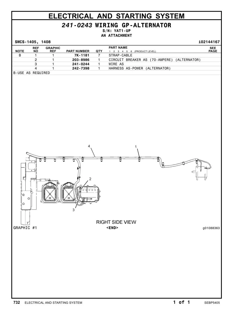 203-8986 - CIRCUIT BREAKER AS (70-AMPERE) (ALTERNATOR)