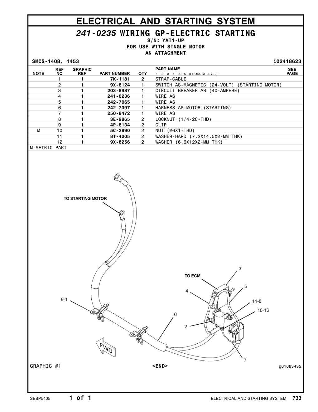 241-0236 WIRE AS · S/N YAT1-UP CAT parts manual diagram