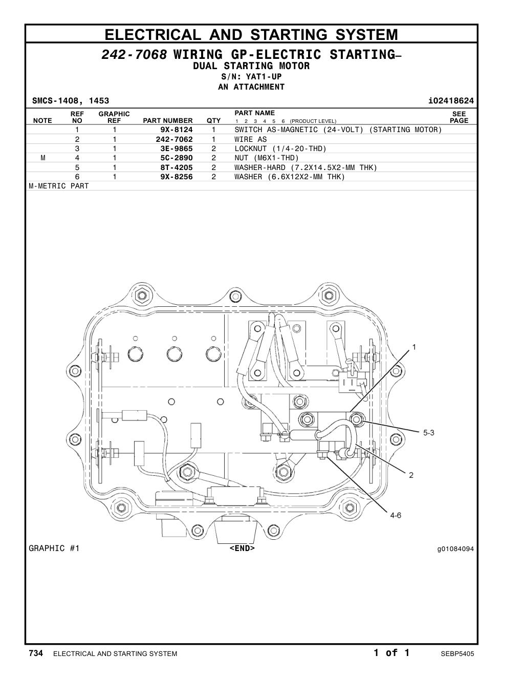242-7062 WIRE AS · S/N YAT1-UP CAT parts manual diagram