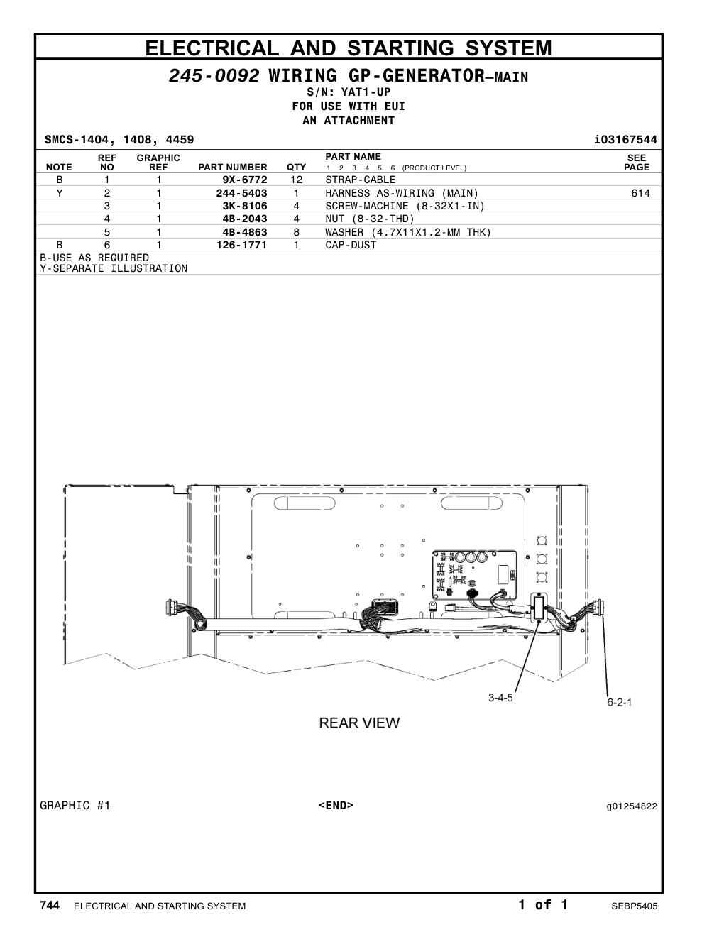 244-5403 HARNESS AS-WIRING (MAIN) · S/N YAT1-UP CAT parts manual diagram