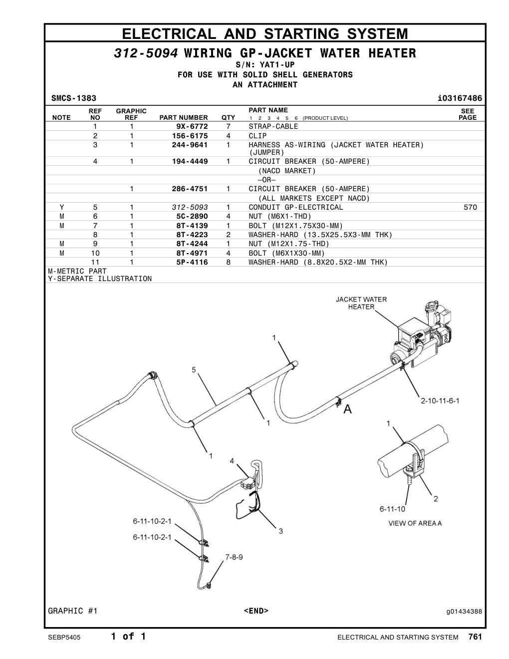286-4751 CIRCUIT BREAKER (50-AMPERE) · S/N YAT1-UP CAT parts manual diagram