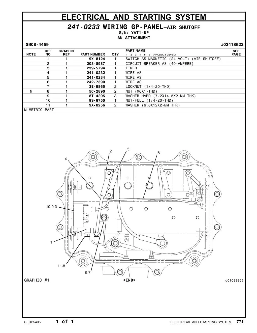 241-0234 WIRE AS · S/N YAT1-UP CAT parts manual diagram