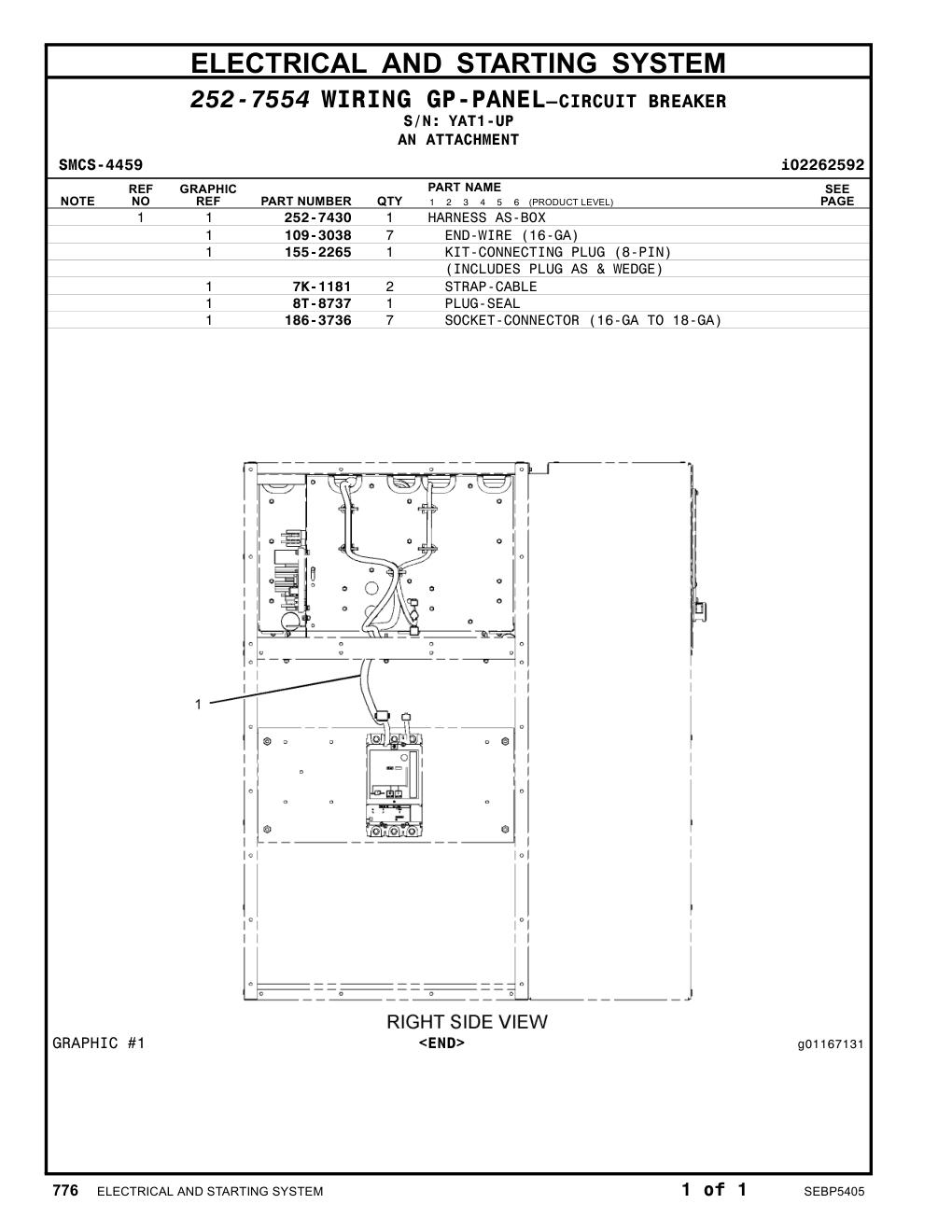 252-7430 HARNESS AS-BOX · S/N YAT1-UP CAT parts manual diagram