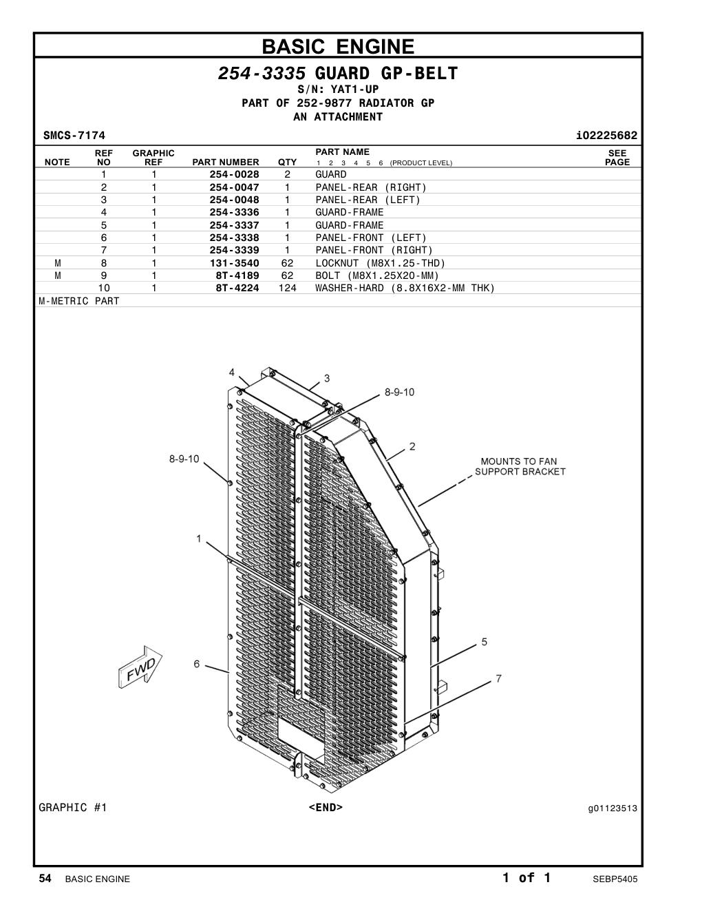 254-3337 GUARD-FRAME · S/N YAT1-UP CAT parts manual diagram