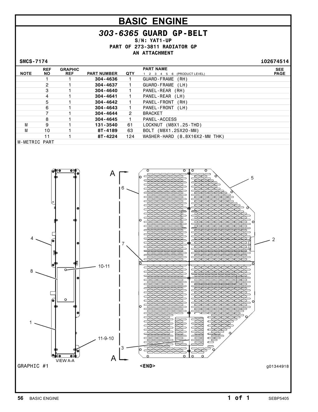 304-4644 BRACKET · S/N YAT1-UP CAT parts manual diagram