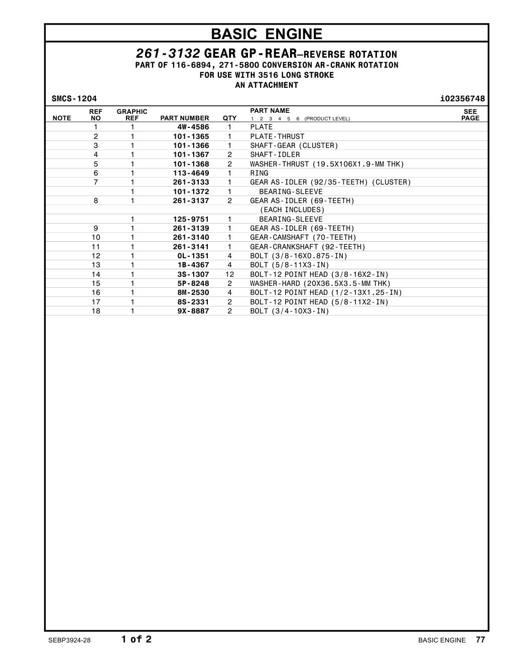 261-3137 GEARAS-IDLER(69-TEETH) CAT parts manual diagram
