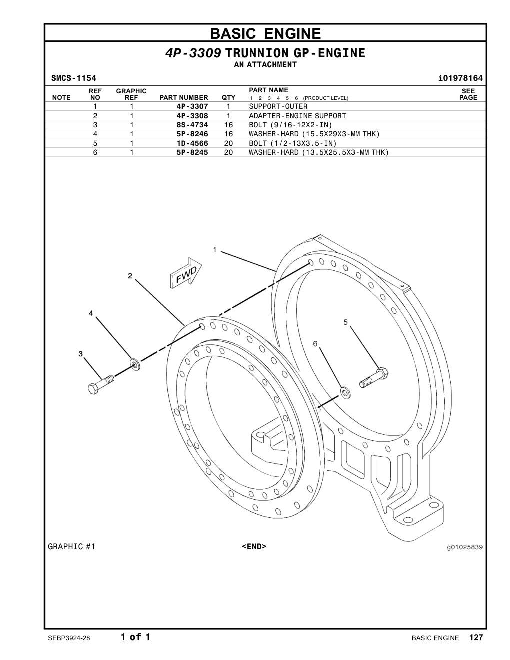 4P-3308 ADAPTER-ENGINESUPPORT CAT parts manual diagram