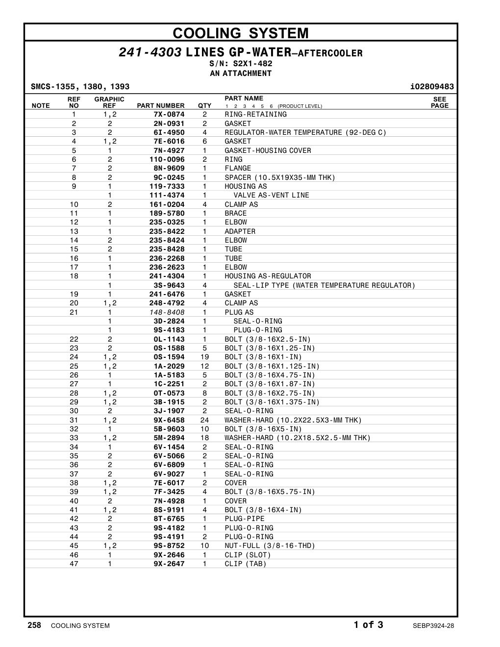 235-8428 TUBE · S/N S2X1-482 CAT parts manual diagram