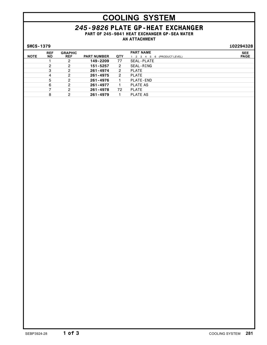 261-4976 PLATE-END CAT parts manual diagram
