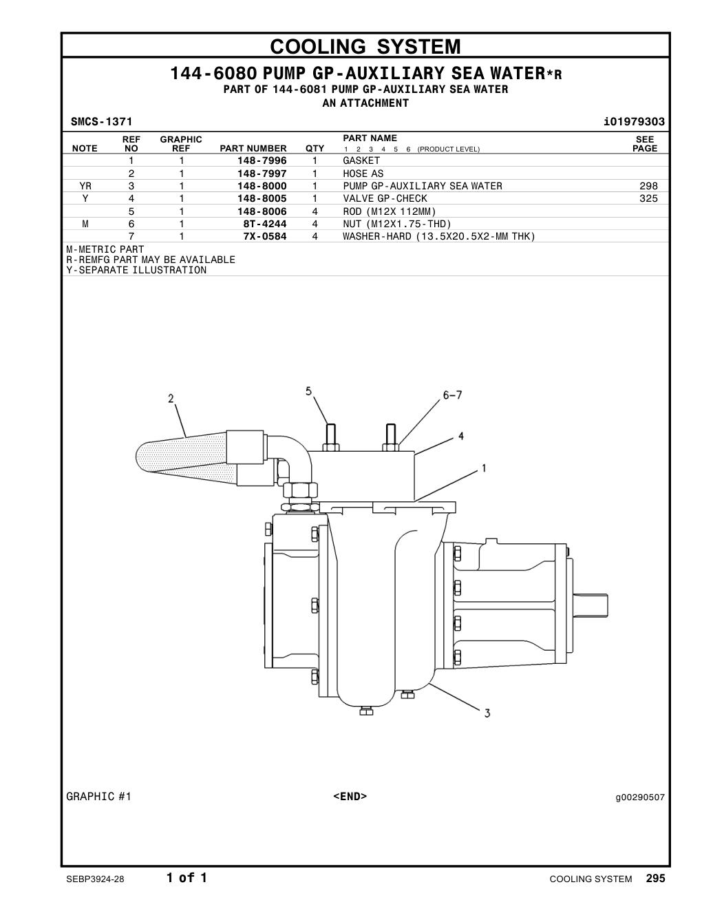 148-8005 VALVE GP-CHECK (AUXILIARY WATER PUMP) CAT parts manual diagram