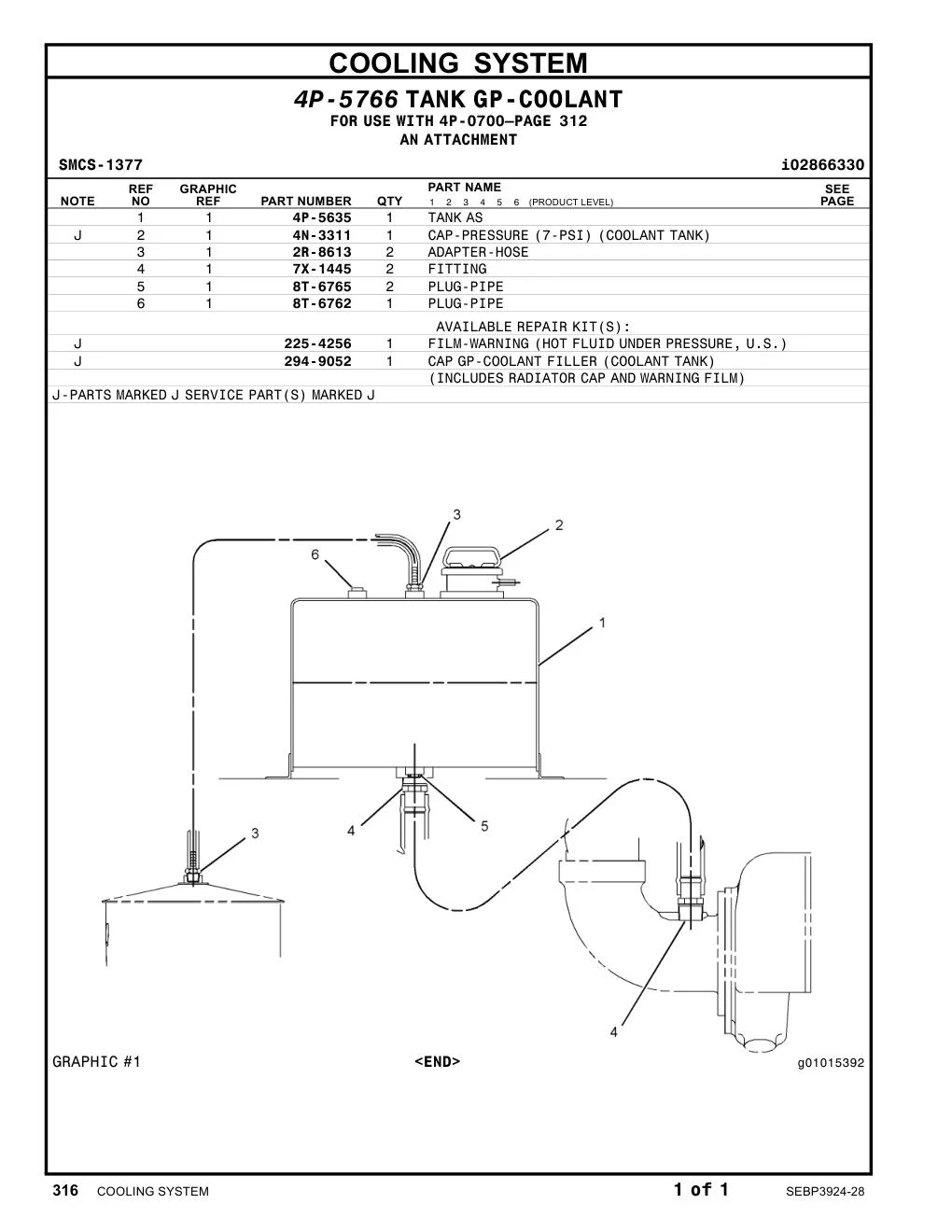 4P-5635 TANK AS CAT parts manual diagram