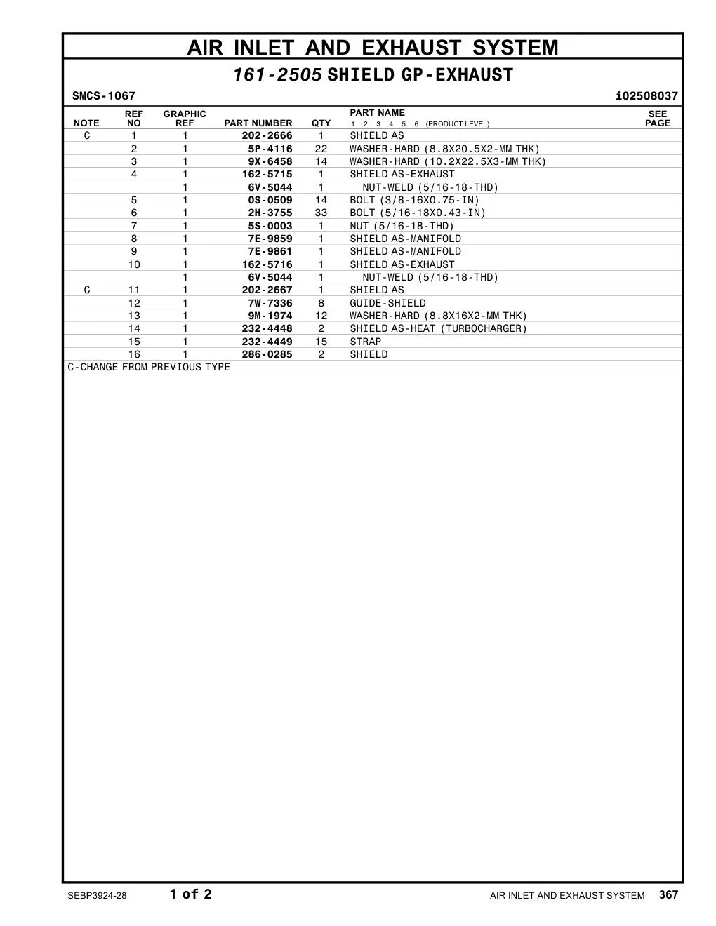 232-4448 SHIELDAS-HEAT (TURBOCHARGER) CAT parts manual diagram