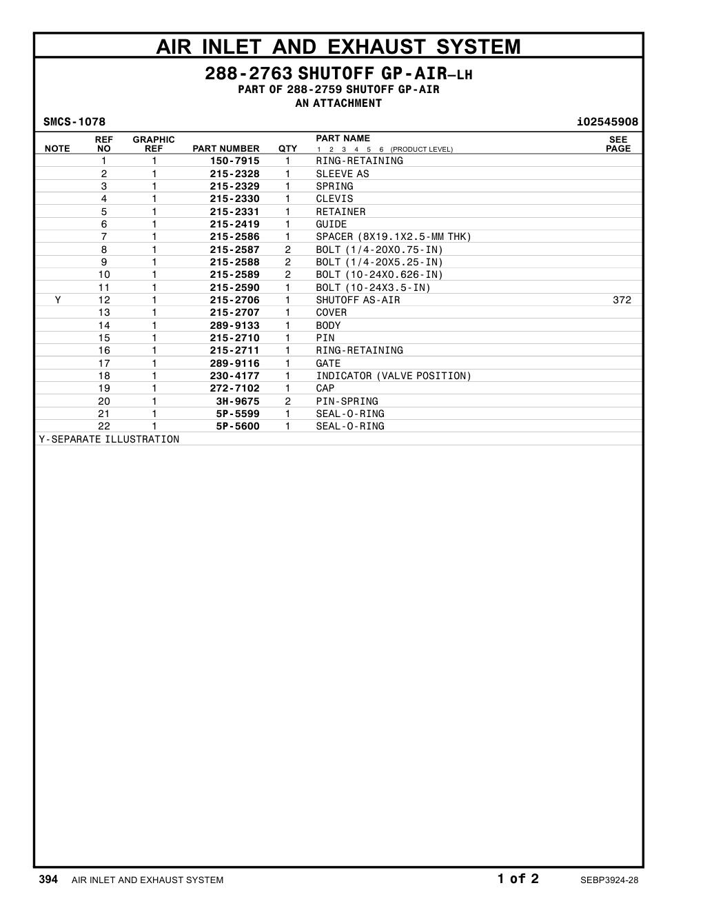 289-9116 GATE CAT parts manual diagram