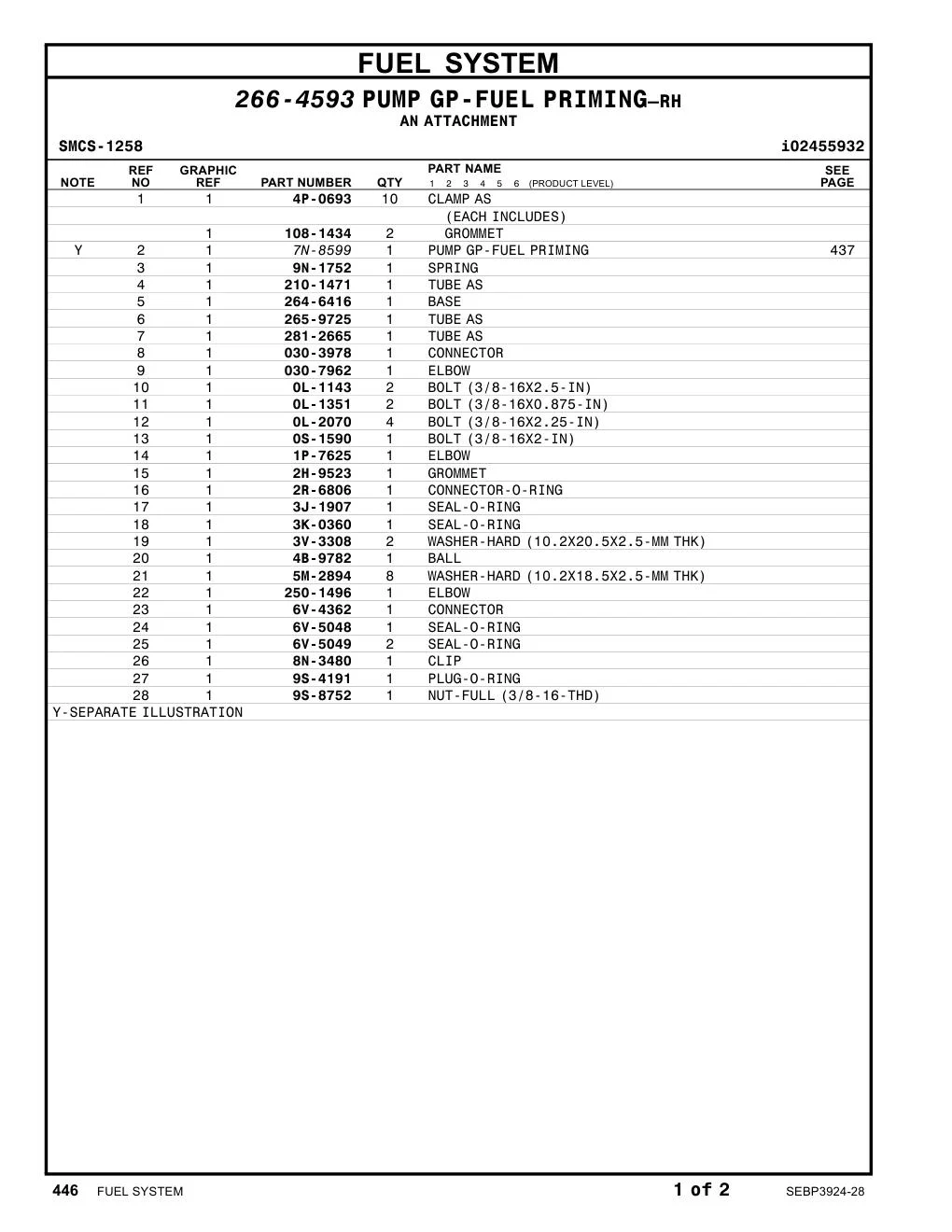 265-9725 TUBEAS CAT parts manual diagram