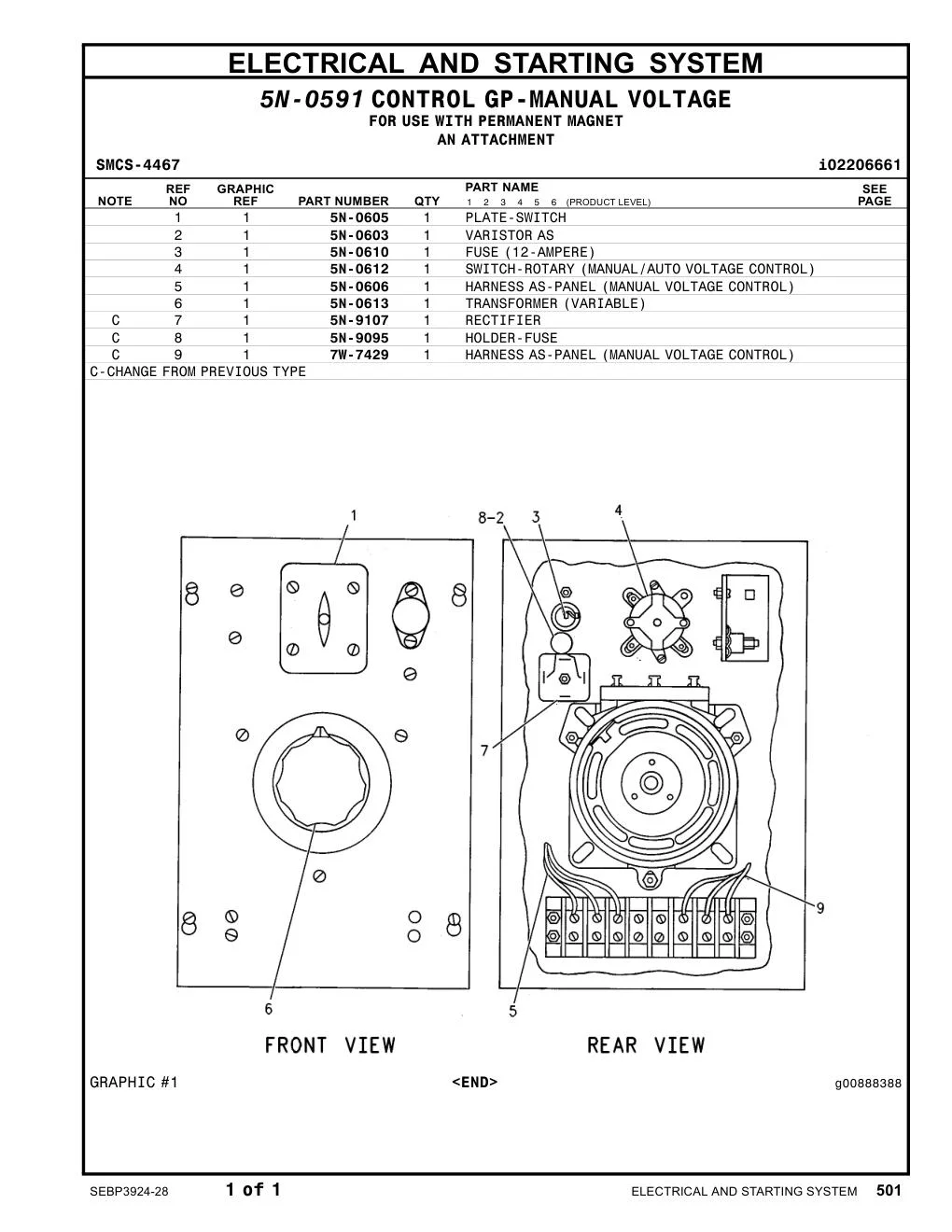 7W-7429 - HARNESS AS-PANEL (MANUAL VOLTAGE CONTROL)