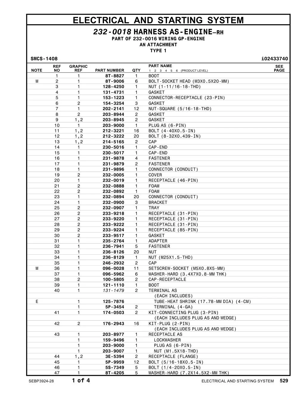 232-0907 TRAY CAT parts manual diagram