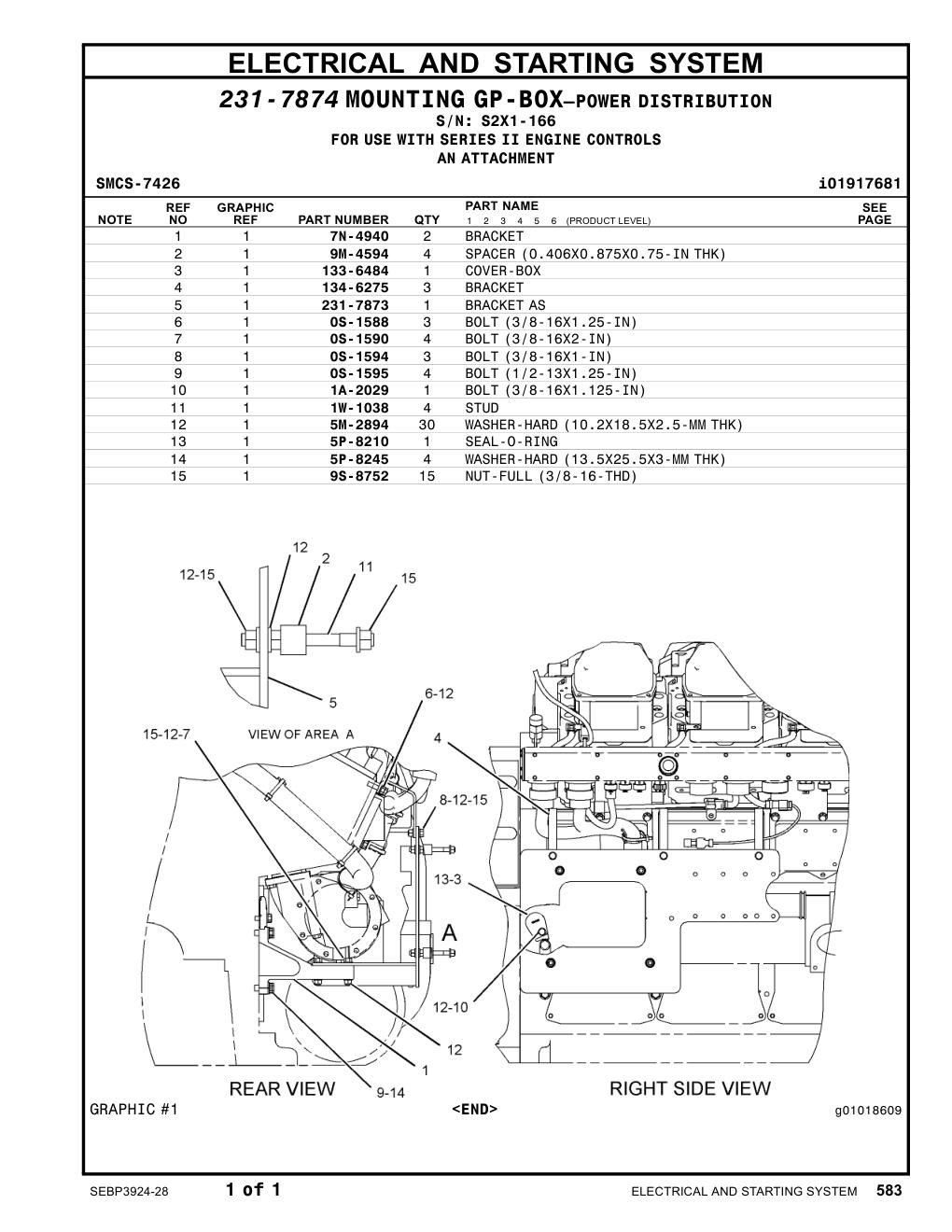 231-7873 BRACKET AS · S/N S2X1-166 CAT parts manual diagram
