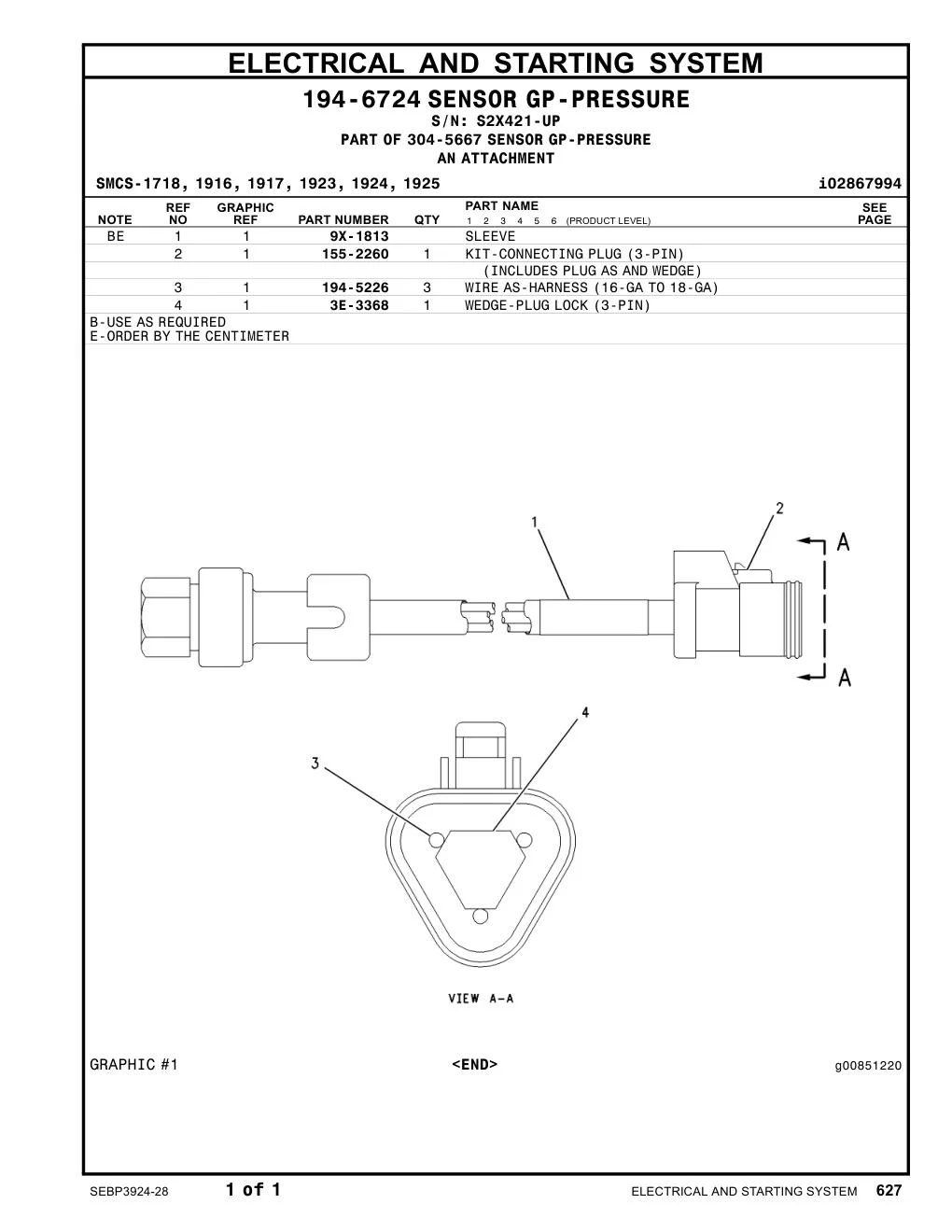 194-5226 - WIRE AS-HARNESS (16-GA TO 18-GA)