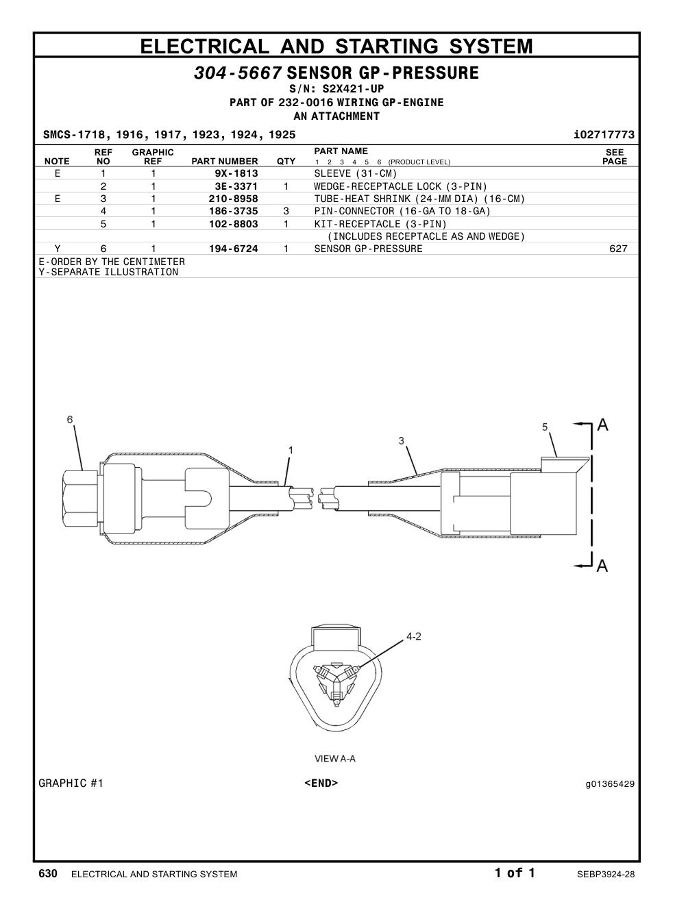 194-6724 - SENSOR GP-PRESSURE (TURBOCHARGER OUTLET)